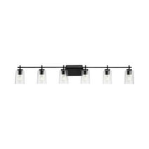 Adley Collection Six-Light New Traditional Matte Black Clear Glass Bath Vanity Light