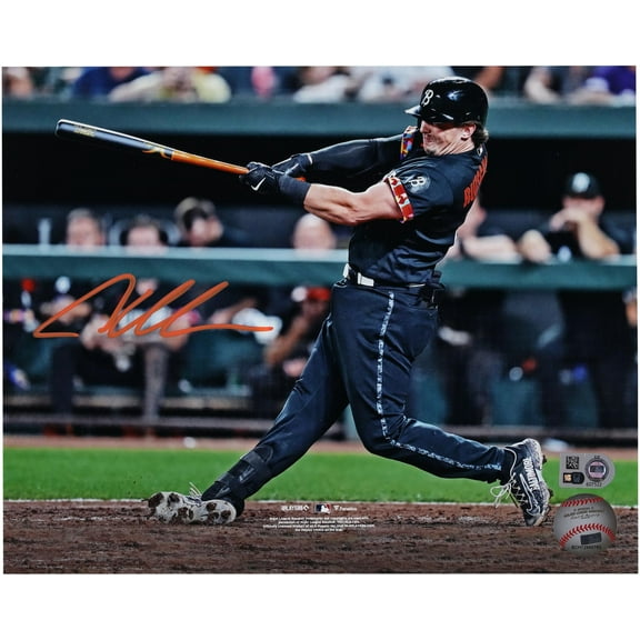 Adley Rutschman Baltimore Orioles Autographed 8" x 10" City Connect Jersey Swing Photograph - Fanatics Authentic Certified