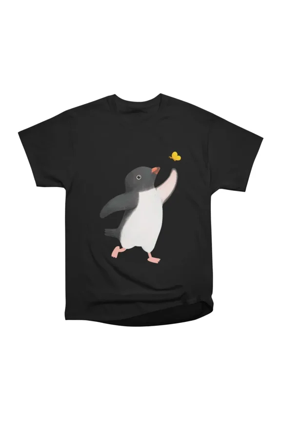 Adlie Penguin and Butterfly T-Shirt Tee Gift For Him Merch For Her Apparel For Friend