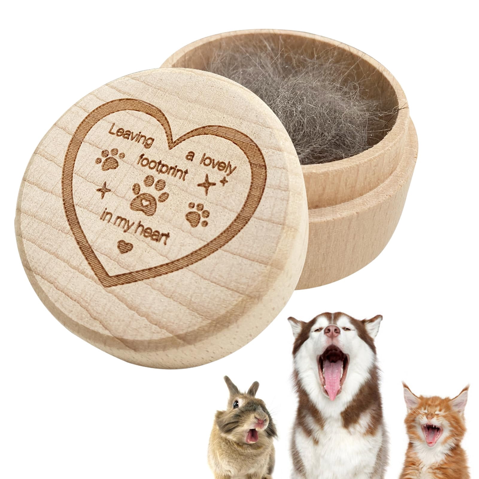 Pet Memorial Keepsake Box - Wooden Urn With Paw Print, Holds Fur, Ashes, Teeth (2.05 X 2.05 X 1.65 Inches)