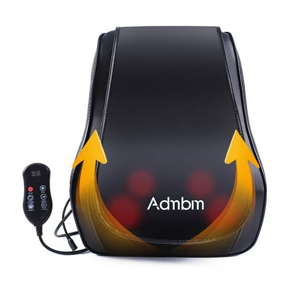 Admbm 20-Node Kneading Heating Massage Headrest for Back, Neck, Legs, Black