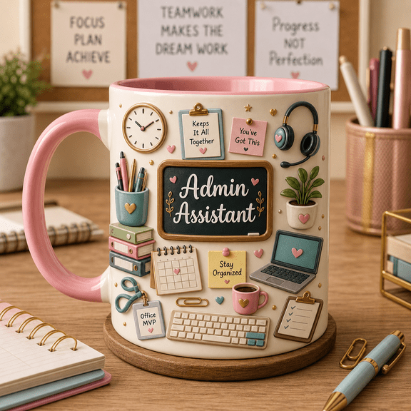 Admin Assistant Mug Custom Name Office Staff Gift Coffee Cup for Back to School