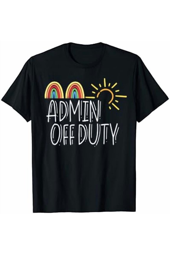 Admin Off Duty Company Squad Summer Vacation Cute Rainbow T-Shirt, Vintage Birthday Gift