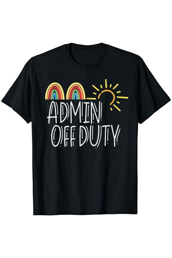 Admin Off Duty Company Squad Summer Vacation Cute Rainbow T-Shirt, Vintage Birthday Gift