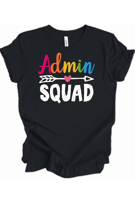 Admin Squad Colorful Team Spirit Office Fun Professional Apparel Unisex T-Shirt, up to Size 5XL