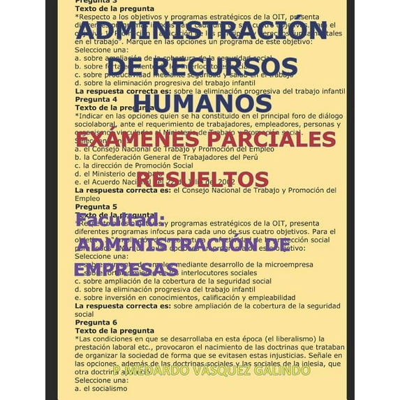Administración de Recursos Humanos-Exámenes Parciales Resueltos: Facultad: Administración de Empresas, (Paperback)