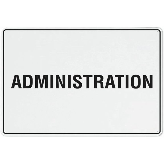 Administration Reflective Aluminum Metal Signage - 8"x12", With Symbol, Weatherproof - Office Building, School, Hospital, Corporate Facility
