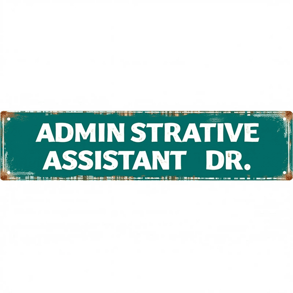 Administrative Assistant Drive Tin Decor 16*4 Inches "ADMINISTRATIVE ASSISTANT DR." Office/Workspace Wall Art - Retro Professional Accent, Admin Decor, Office Metal Sign