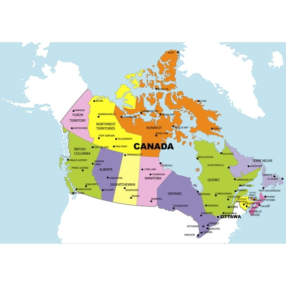 Administrative Map of Canada Poster - Educational Provincial & Territory Guide | Ideal Gift 【Laminated】