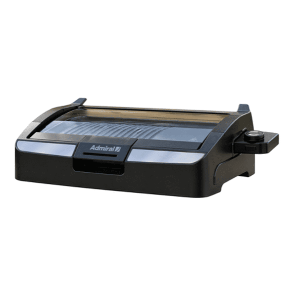 Admiral 1200W Smokeless Grill & Griddle, 10x14, Glass Lid