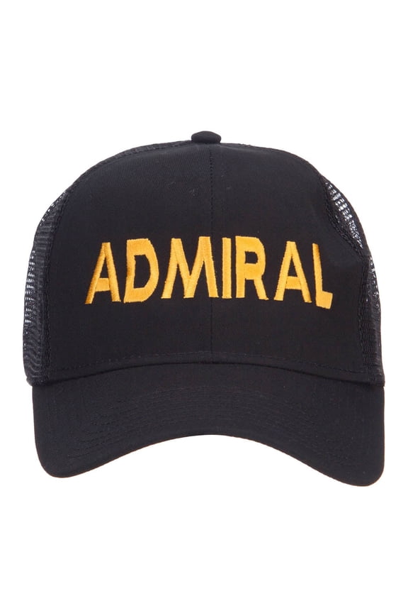 Admiral Embroidered Mesh Cap - Black OSFM