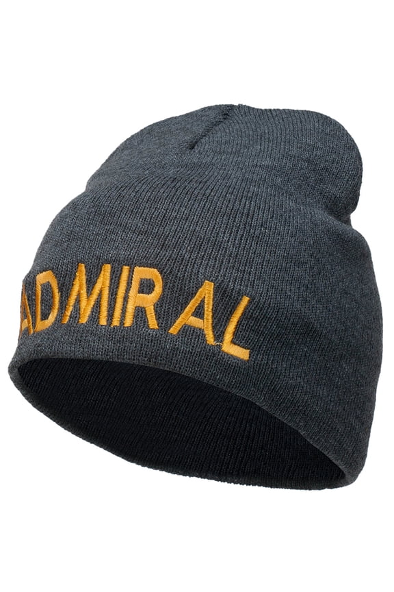 Admiral Embroidered Short Beanie - Dk Grey OSFM