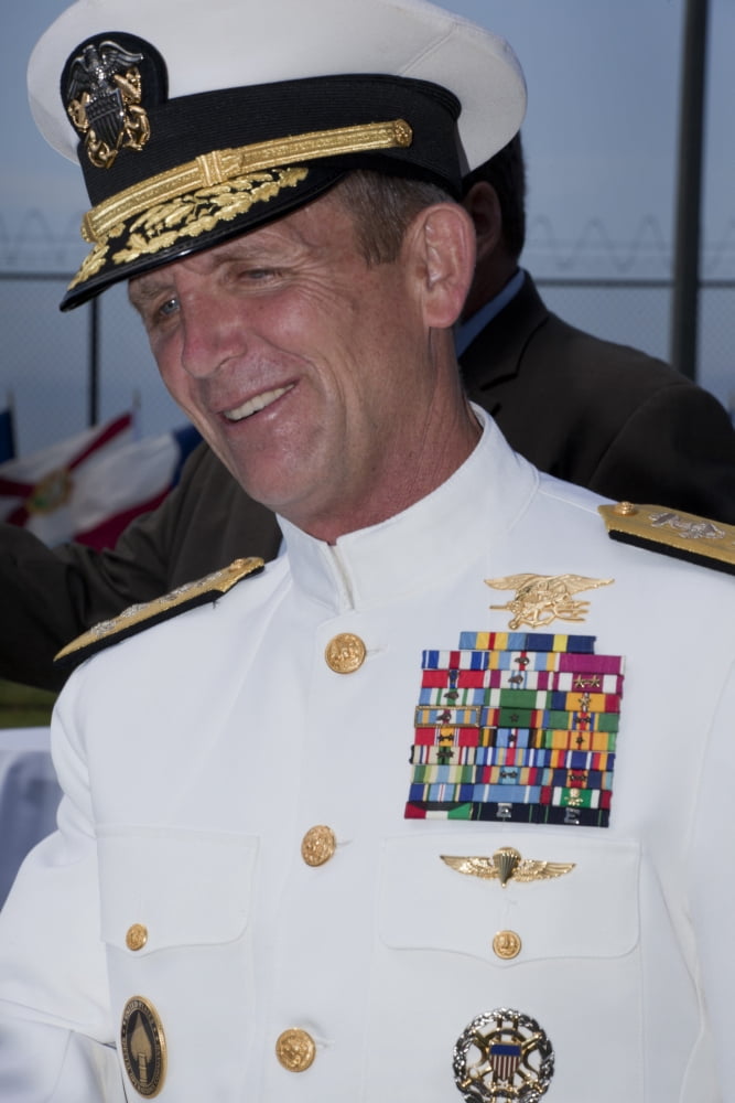 Admiral Eric T Olson speaks with guests following his retirement ceremony Canvas Art - Michael WoodStocktrek Images (23 x 35)