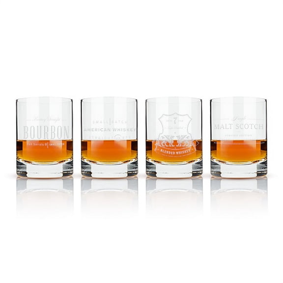 Admiral? Etched Whiskey Label Crystal Tumblers by Viski
