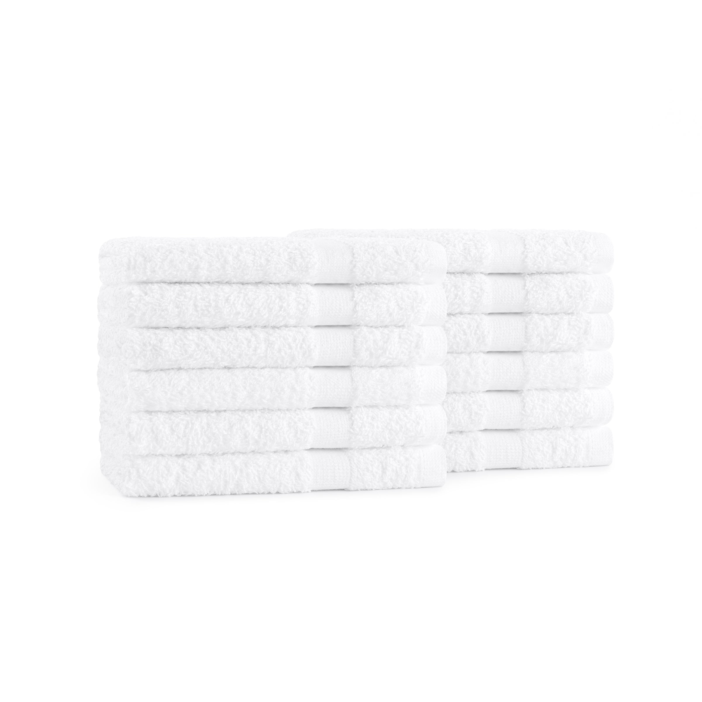 White Cotton Polyester Blend Dobby Washcloth Set, 12" x 12"