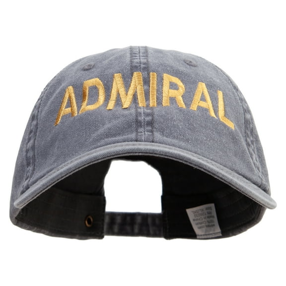 Admiral Military Embroidered Big Size Washed Pigment Dyed Cap - Grey XL-3XL