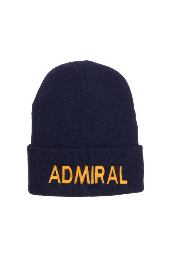 Admiral Military Embroidered Long Beanie - Navy OSFM