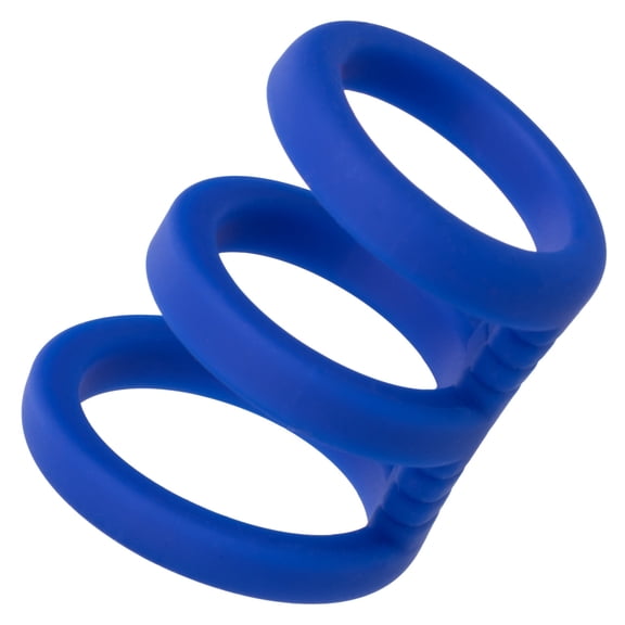 CalExotics Admiral Triple Silicone Penis Ring, Blue