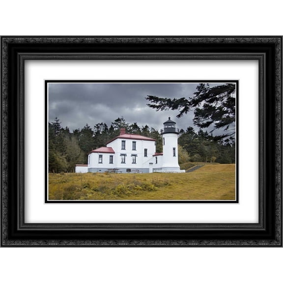 Admiralty Head Lighthouse 2x Matted 24x18 Black Ornate Framed Art Print by Johnson, George