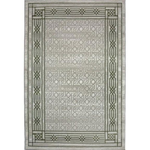 Davide 1231 Transitional Bordered Green 5x8 Area Rug
