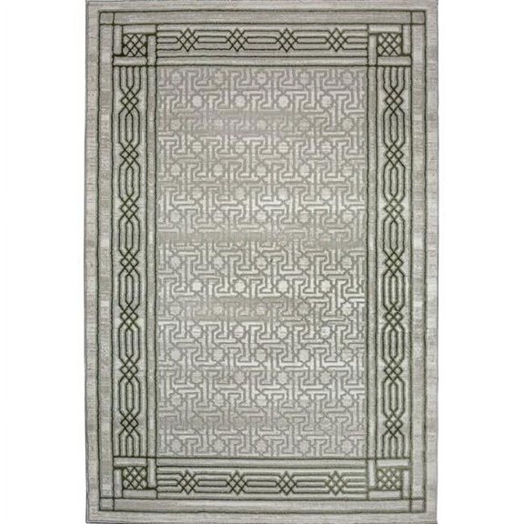 Davide 1231 Transitional Bordered Green Polypropylene Area Rug 7'10" x 10'6"
