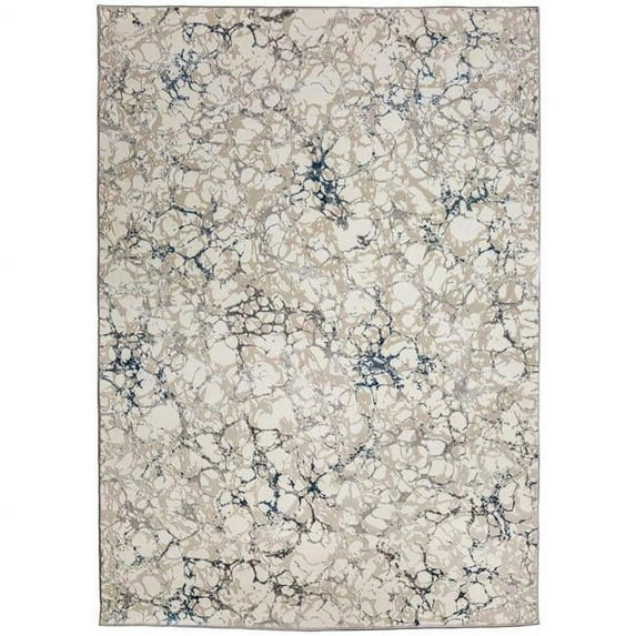 Livigno 1240 Transitional Marbled Blue Polypropylene Area Rug 3'3" x 4'11"