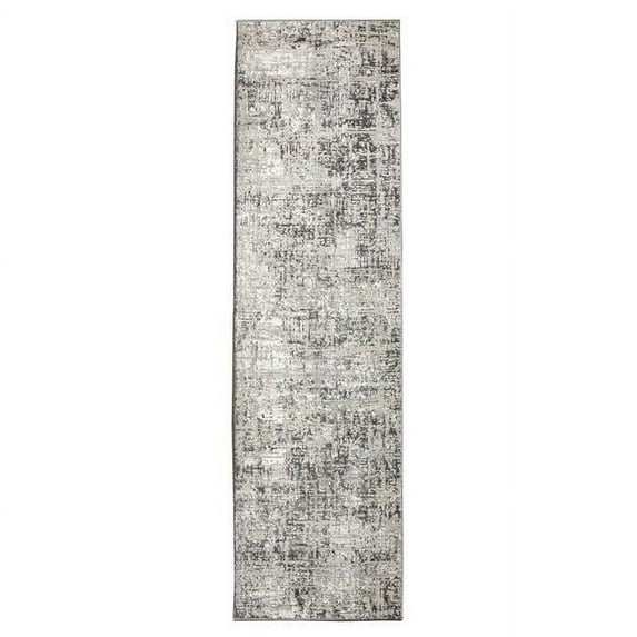 Livigno 1241 Transitional Striated Grey Runner Polypropylene Area Rug 2'2" x 7'7"