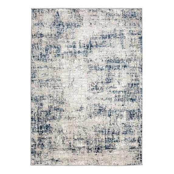 Livigno 1241 Transitional Striated Blue Polypropylene Area Rug 7'10" x 10'6"