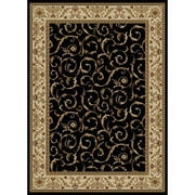 Admire Home Living  Amalfi Transitional Scroll Pattern Area Rug Black 8' Round/Surplus Polypropylene Oriental, Abstract, Geometric 0.25 - 0.5 inch 8'