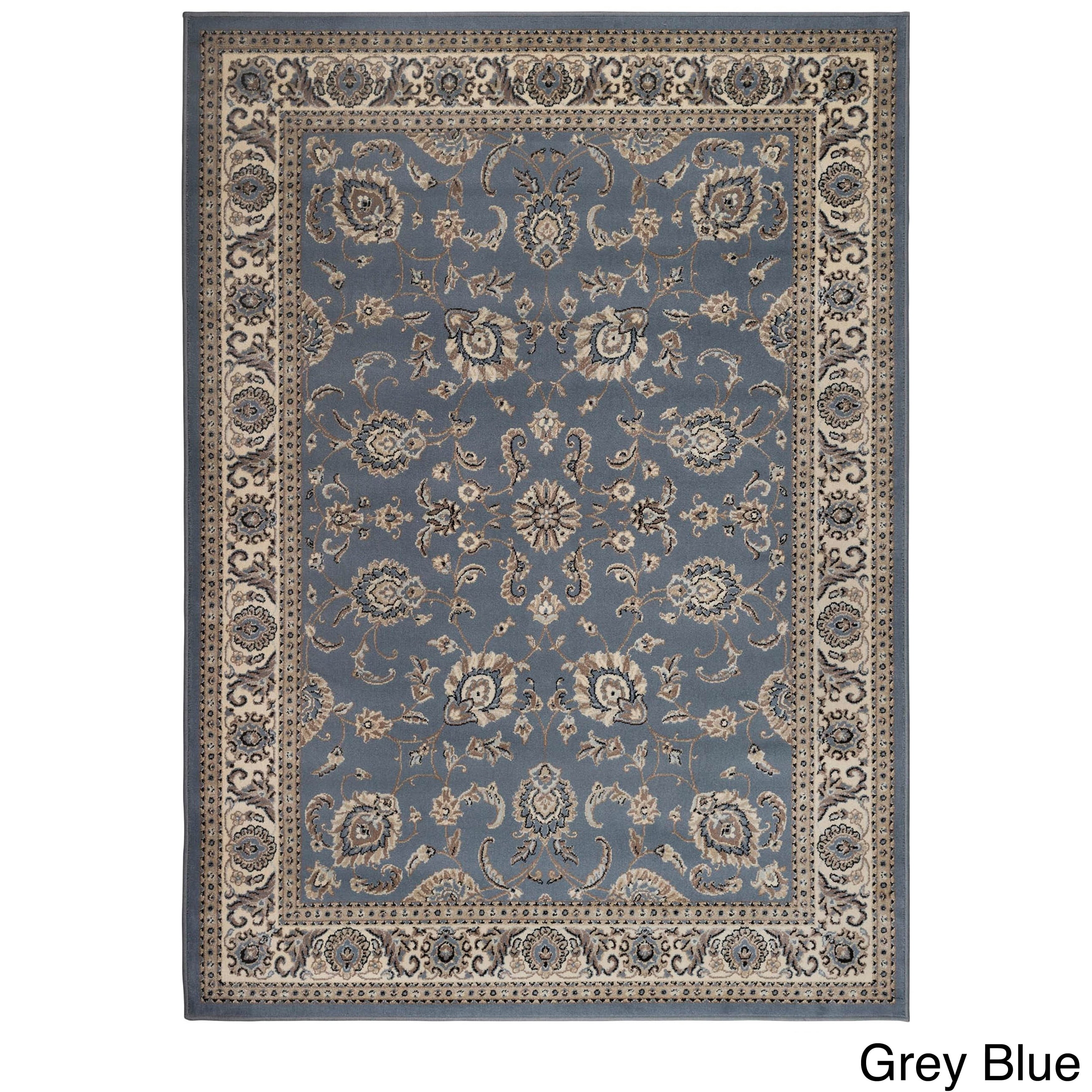 Grey Blue 5' x 7' Oriental Synthetic Area Rug