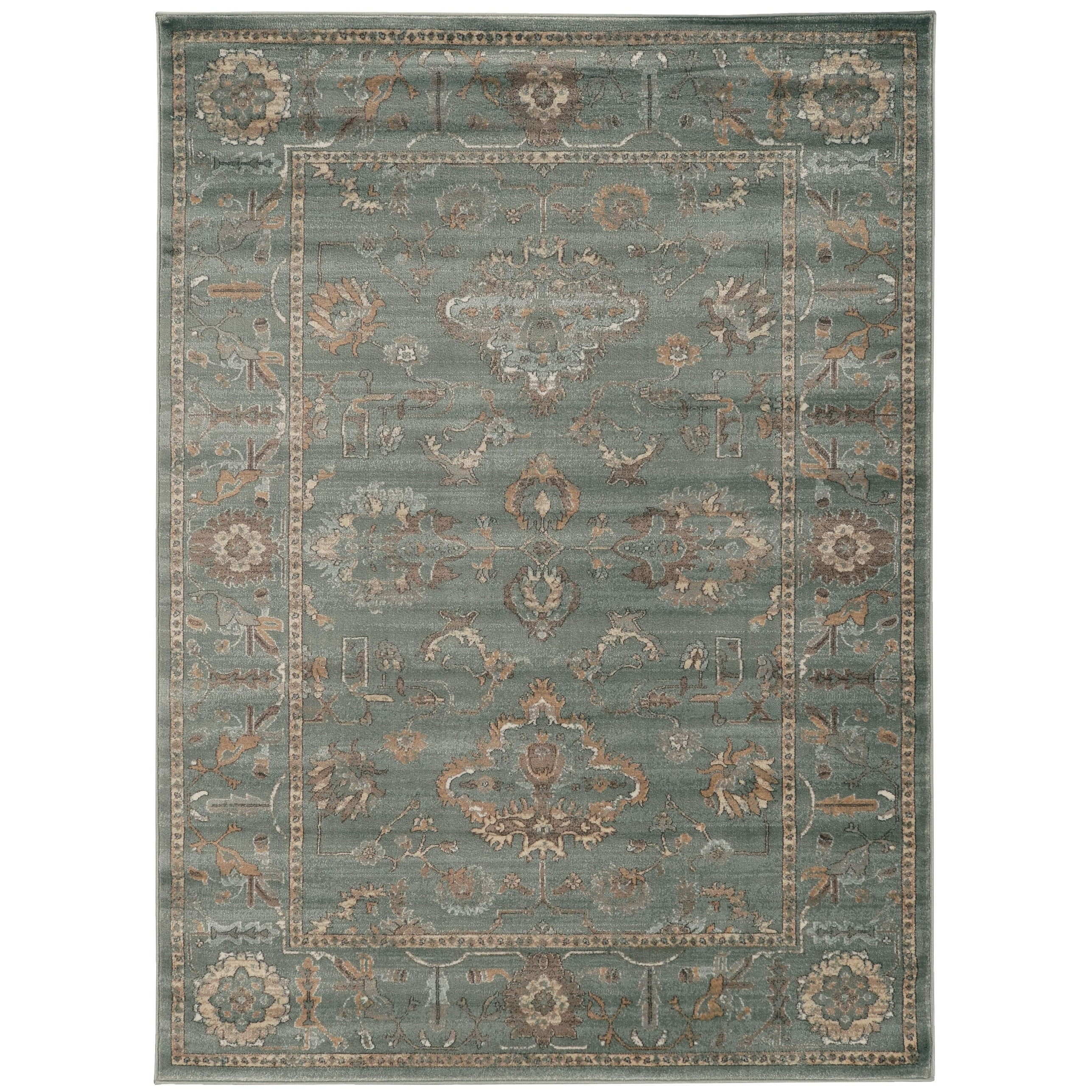 Green Polypropylene Traditional Oriental Area Rug 3'3" x 4'11"