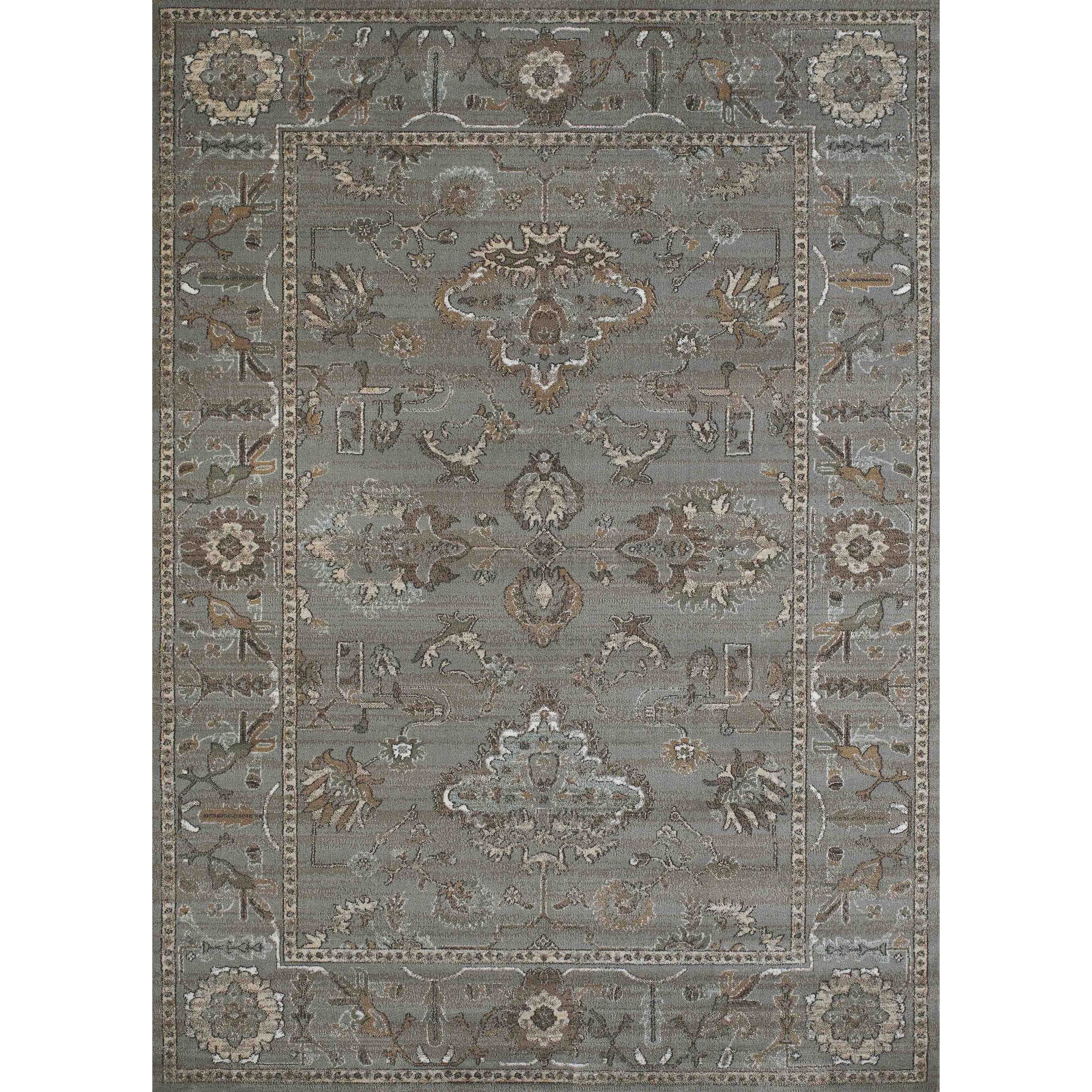 Gray 6' x 9' Traditional Oriental Synthetic Area Rug