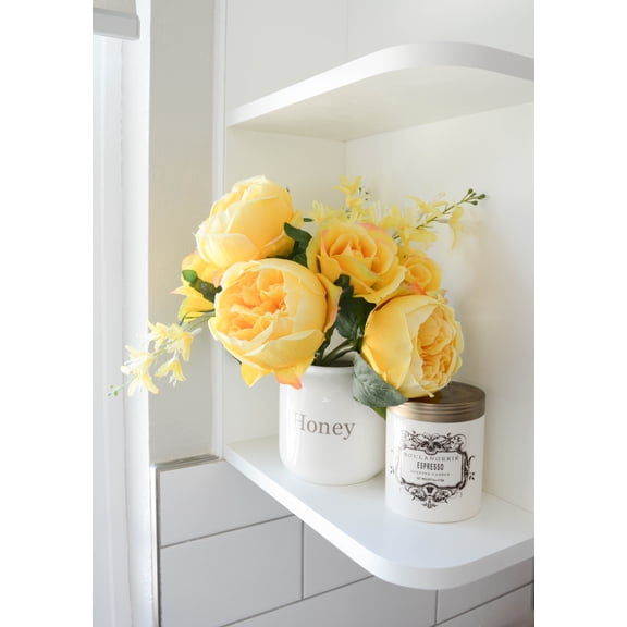 Admired By Nature 10 Stems Faux English Rose Bud Bouquet, Yellow