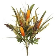 Admired By Nature 14 Stems Artificial Cattail Wheat Fall Harvest Mix Bush Home, Office, Hotel and Bridal Wedding Arrangement Decoration, Gold