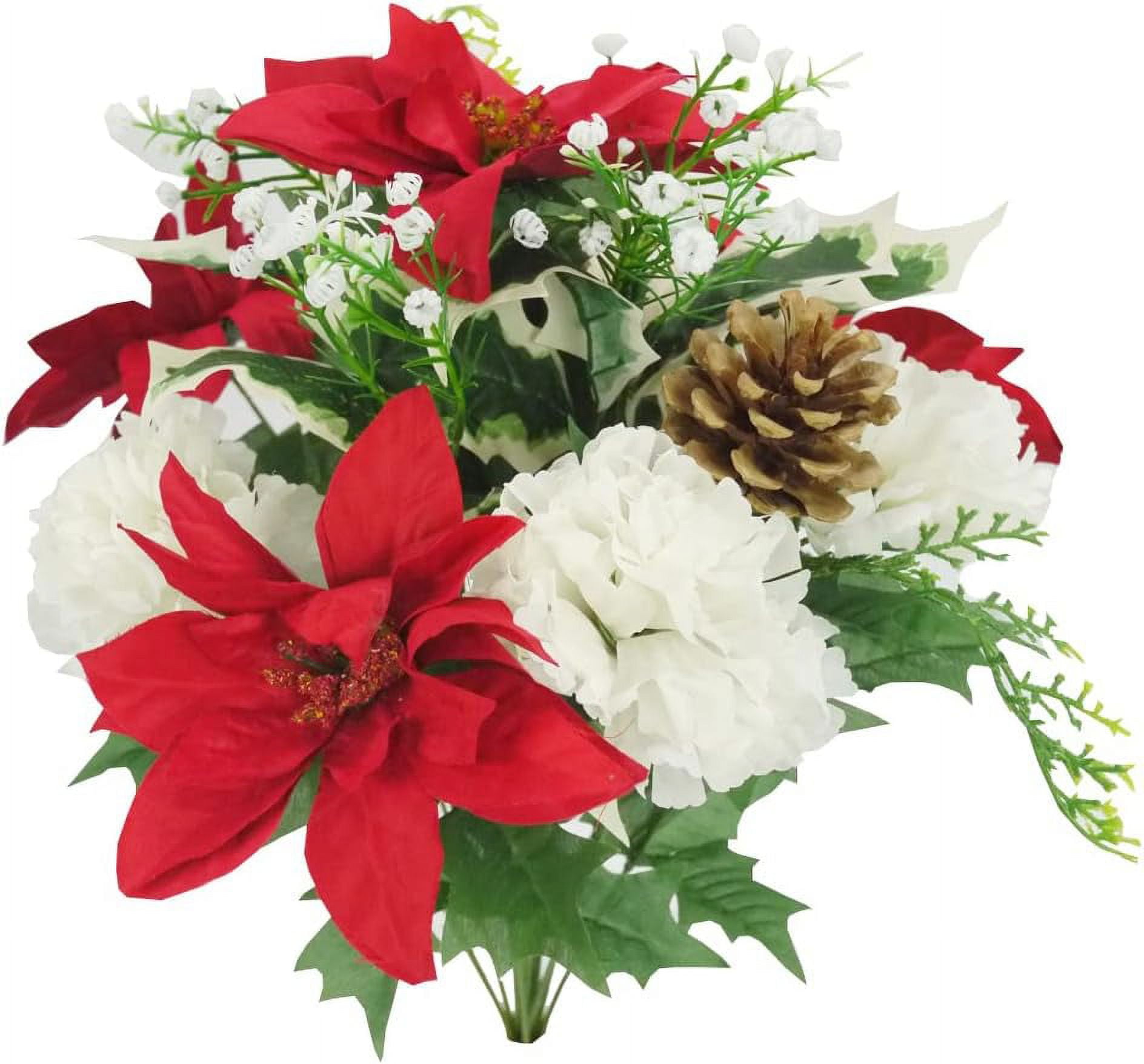 Admired By Nature 14 Stems Artificial Poinsettia Bouquet Fake Christmas