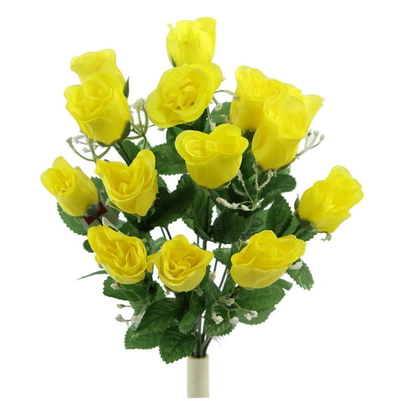 Admired By Nature 14 Stems of Blossoms Rose Flower Bush, Yellow