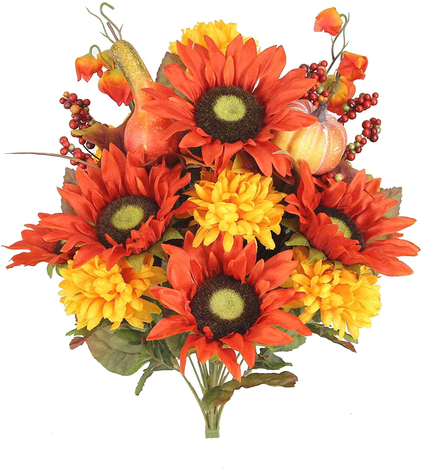 Admired By Nature 18 Stems Artificial Mums Sunflowers Zinna Silk