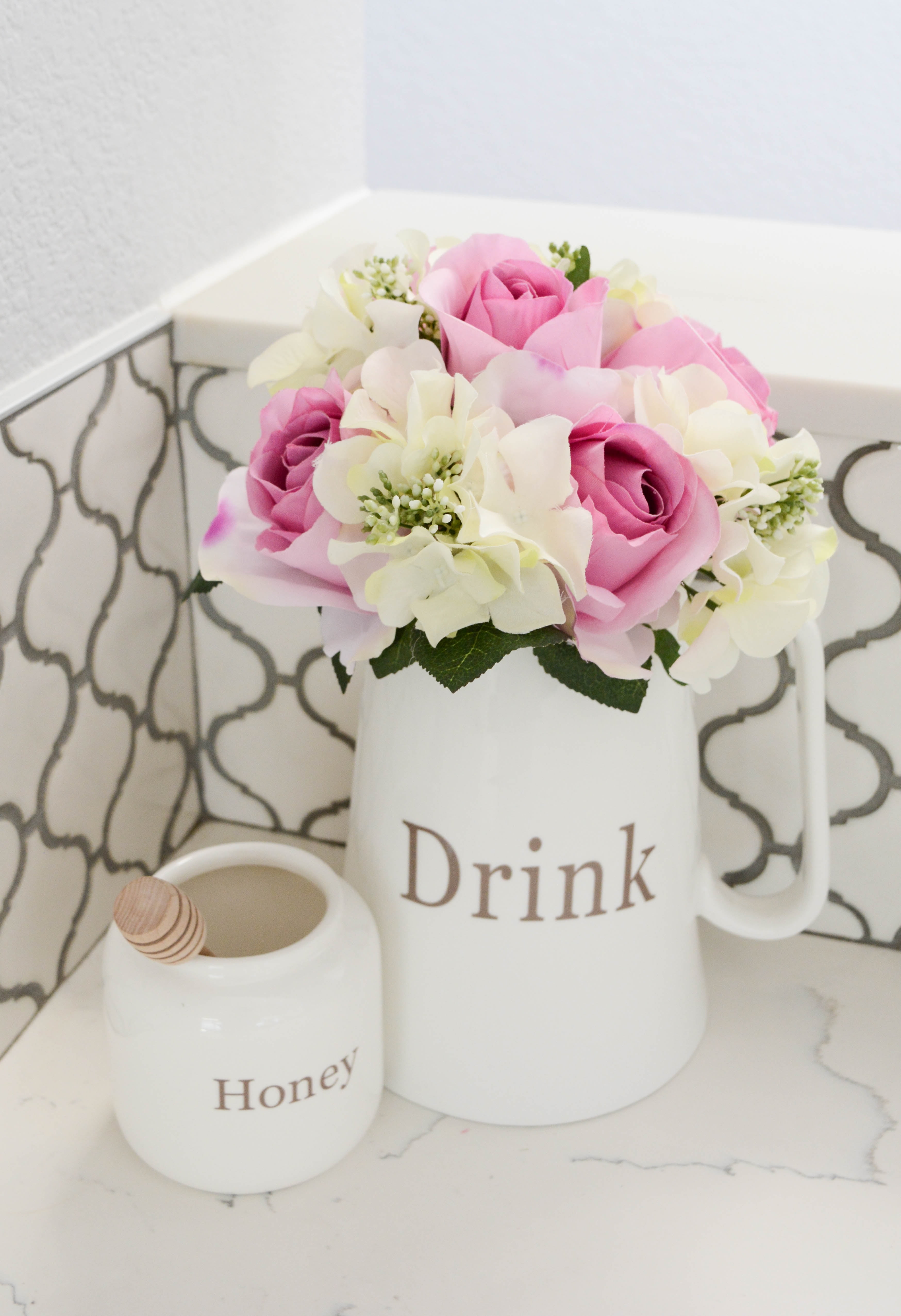 Lavender Cream Summer Bliss Artificial Rose & Hydrangea Tabletop Arrangement