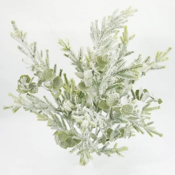 Admired By Nature Artificial Winter Frost Seasonal Mixed Bush Holiday Decoration Arrangement, ABN4B011-FROS, white