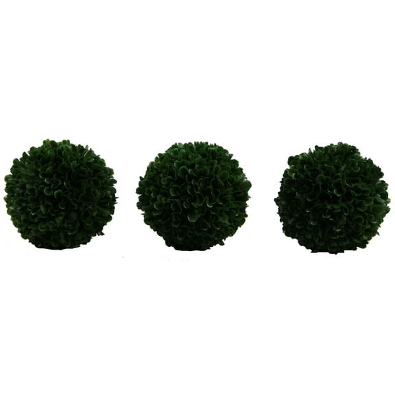 Admired By Nature Faux Preserved Artificial Boxwood Ball Topiary Plant Green 5", Set of 3