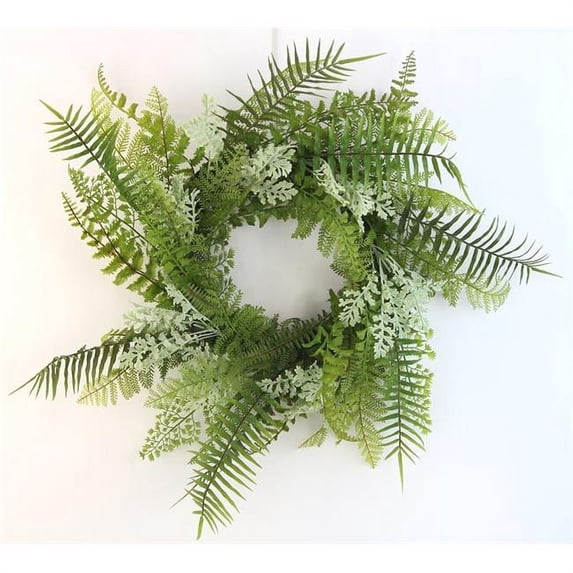 Admired By Nature Fern Wreath Artificial Wall Hanging Front Door, Green