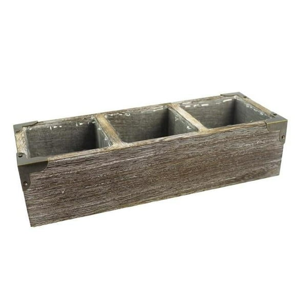 Admired by Nature ABN5E097-NTRL Wooden 3 Compartment Succulent Planter Pot Organizer Storage, Natural