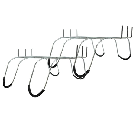 13\" inch Gravestone Saddles - 2 Pc Set of Floral Cemetery Headstone, Memorial Spray Saddle Silver Metal with Rubber Grips
