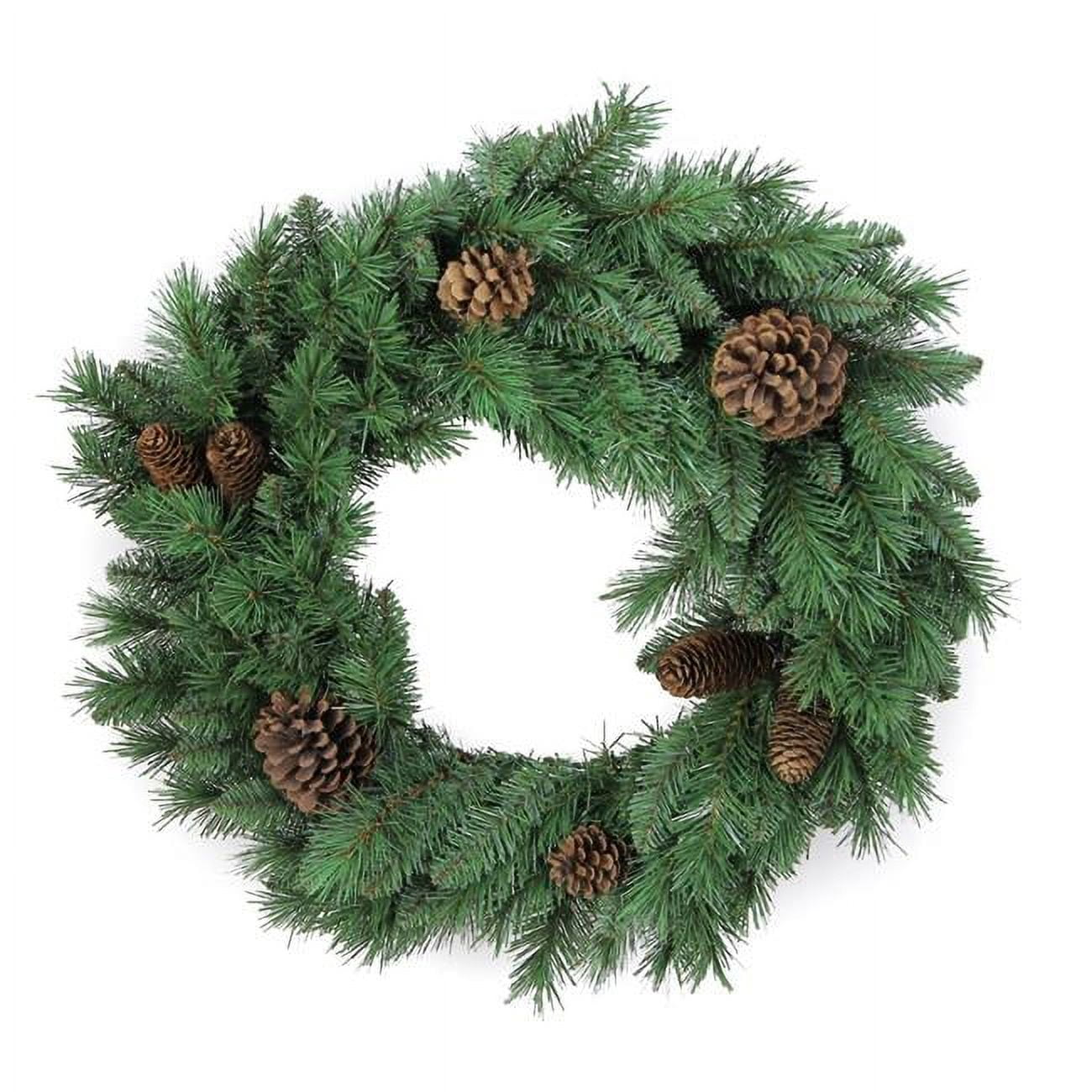 24" Green Artificial Pine Christmas Wreath with Pine Cones