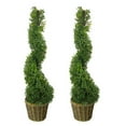 thumbnail image 1 of Admired by Nature 3' Artificial Boxwood Leave Topiary in  Basket, Set of 2, 1 of 3