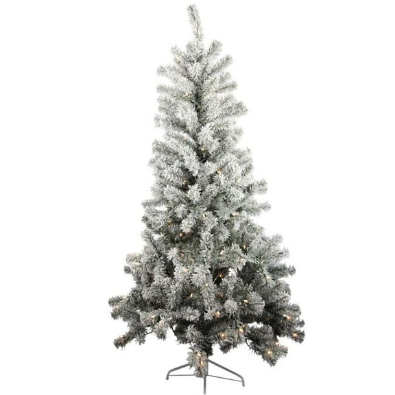 Admired by Nature GXT4911-SNOW 6 ft. Flocked Christmas Pine Tree with 150 Lights & 450 Tips