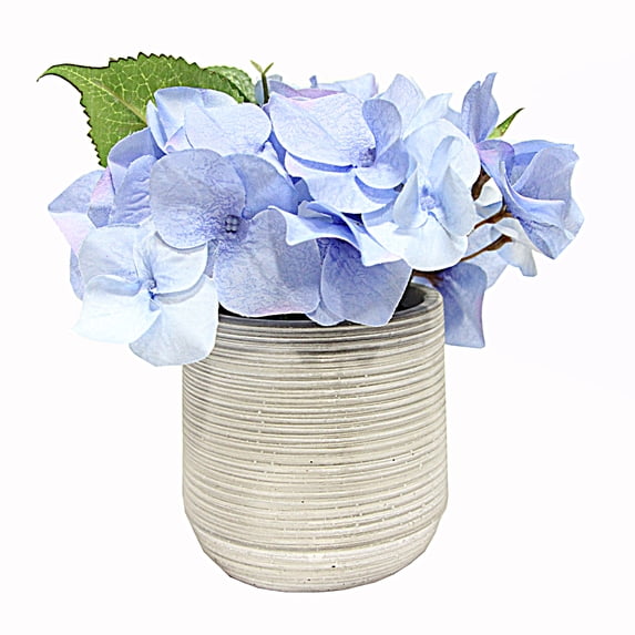 Admired by Nature 7 in. Faux Hydrangea Tabletop Floral Arrangement in Pot, Aqua