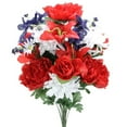thumbnail image 1 of Admired by Nature ABN1B006-RD-WT-BL Artificial 24 Stem Peony - Lily & Mum Mixed Bush - Red, White & Blue, 1 of 3