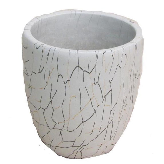 Admired by Nature ABN5E084L-NTRL 4 in. Gray with Gold Line Design Cement Orchid Pot without Drainage Holes & Plants