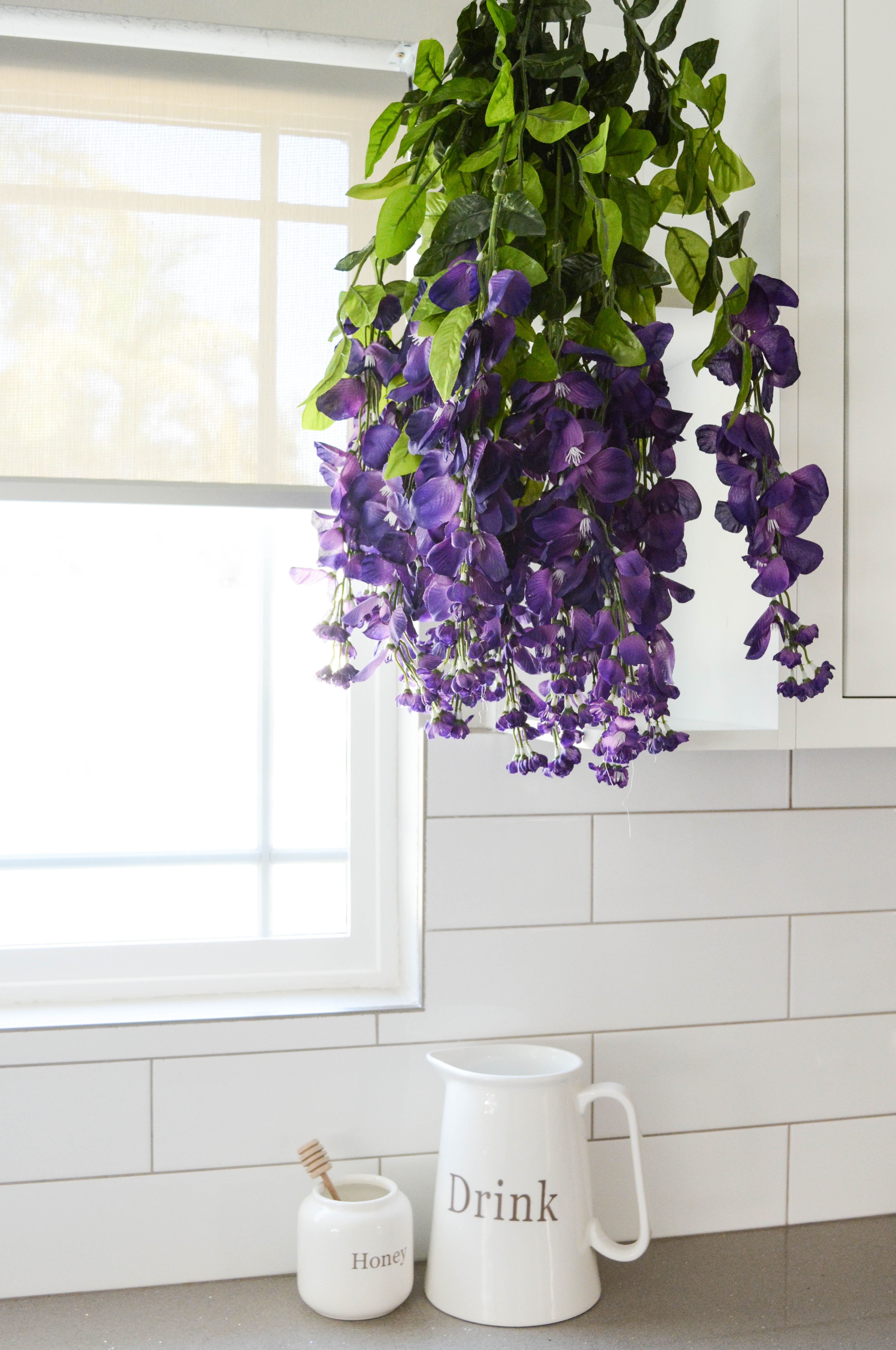 Admired by Nature Artificial Wisteria Hanging Flowers Bush, Purple